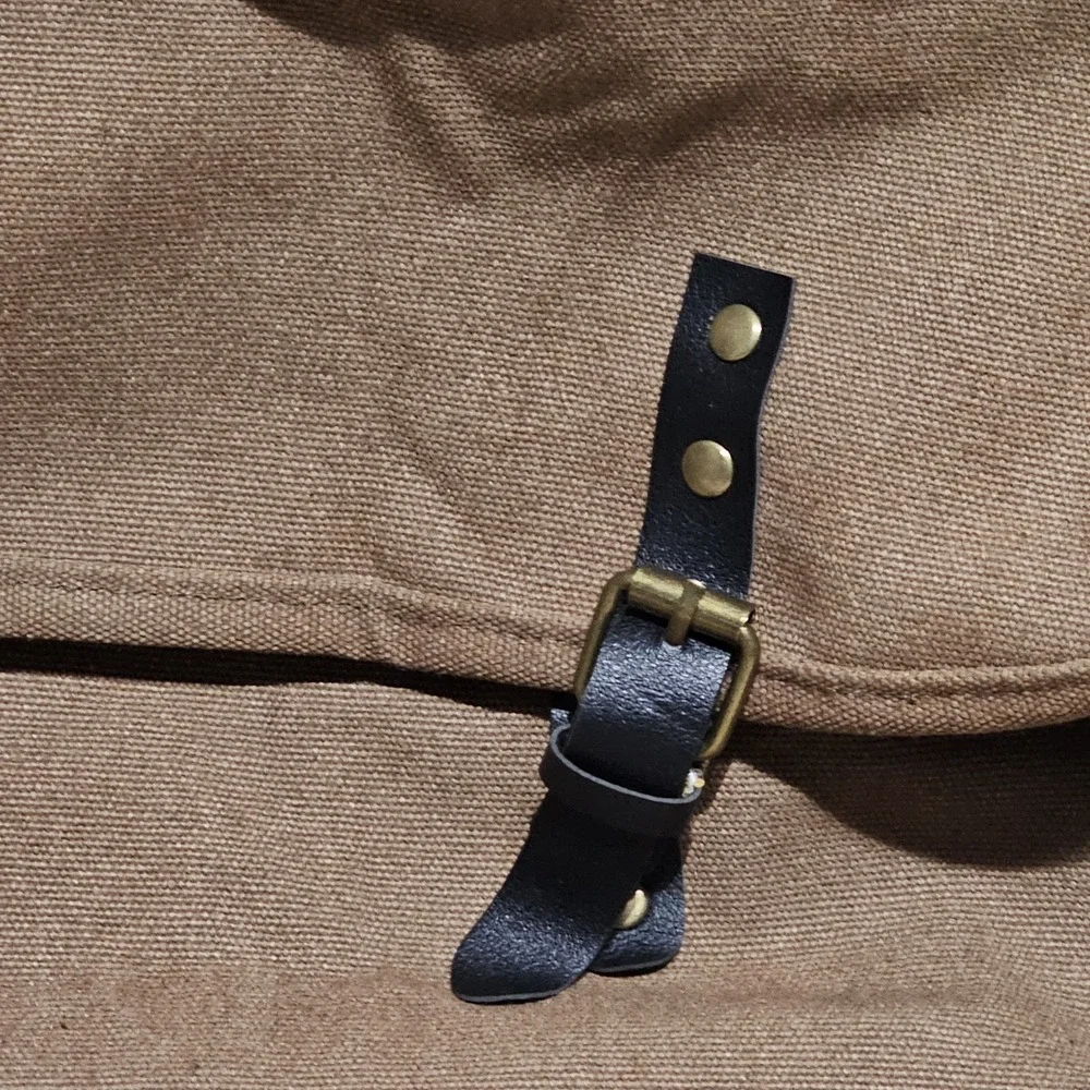 Canvas Brown And Black Messenger Bag With Magnetic Straps